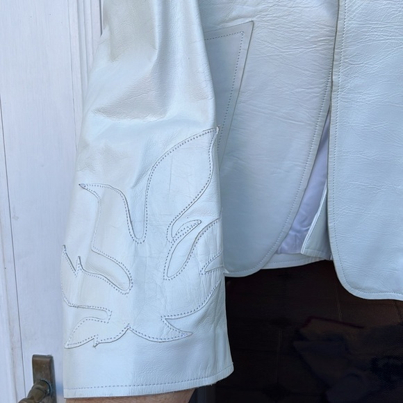 MACKAGE CANADA LADIES WHITE LEATHER JACKET-M-VINTAGE-80’s vibe - Picture 4 of 11